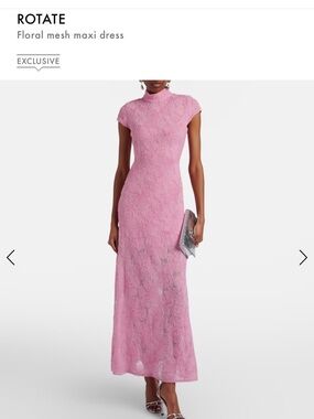 Pink Floral Mesh Maxi Dress